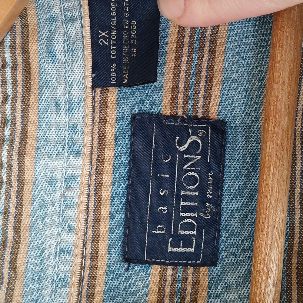 Vintage Basic Editions Denim Striped Button Down … - image 3